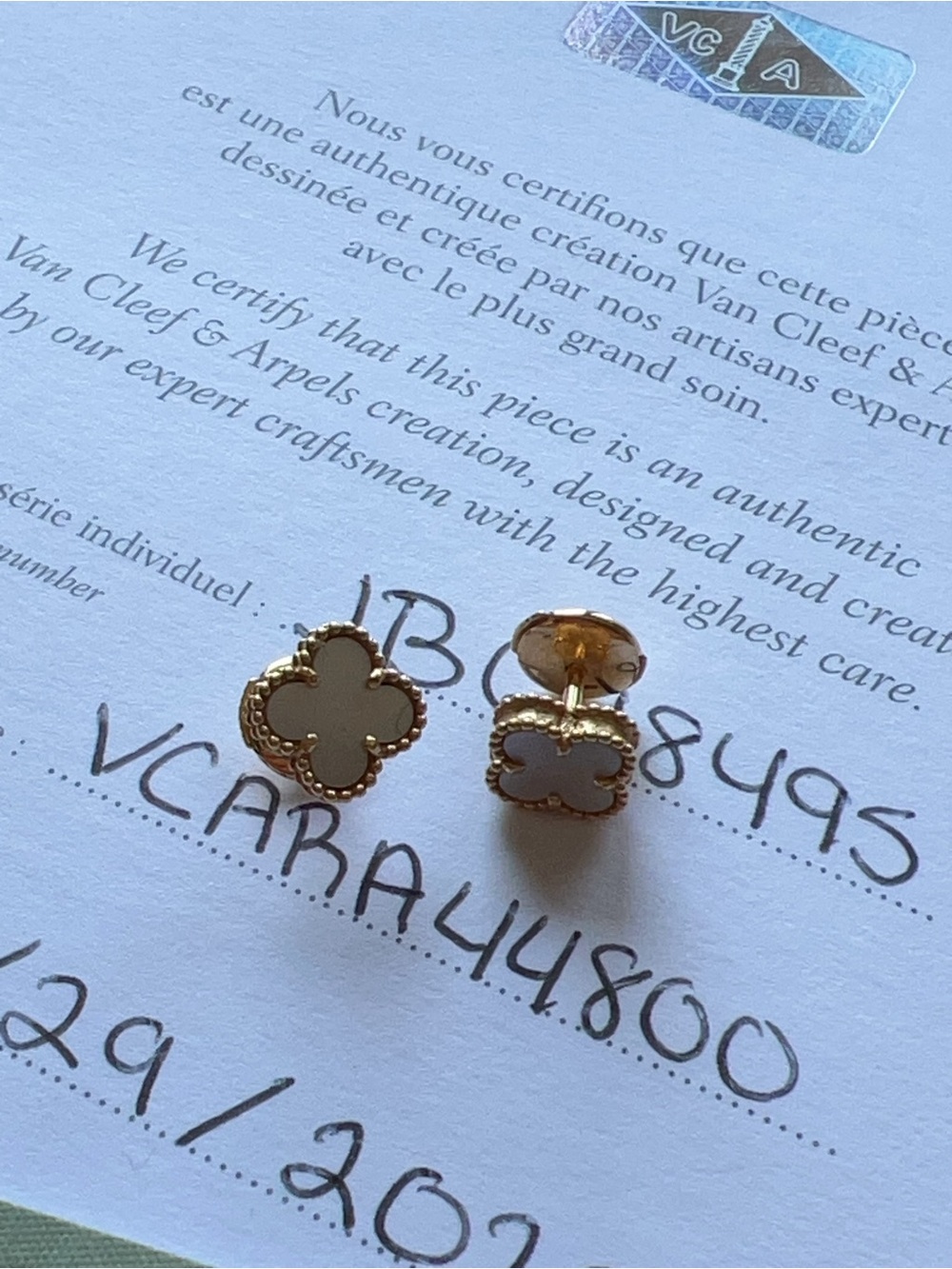 Van Cleef & Arpels Mother of Pearl Sweet Alhambra Stud Earrings 2020